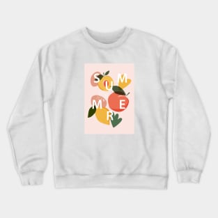 Summer sign, Lemon, peach print, Citrus print, Summer art, Abstract fruit print, Exotic fruit art Crewneck Sweatshirt